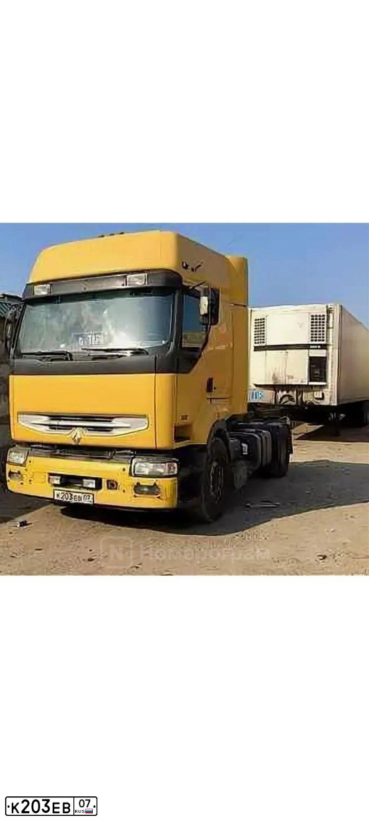 Фото автомобиля RENAULT PREMIUM, 2004 — госномер К203ЕВ07. Цвет: ЖЁЛТЫЙ