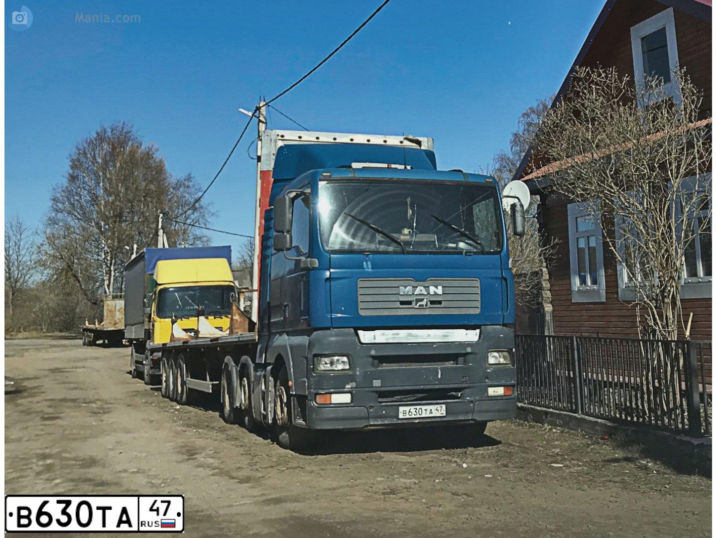 Фото автомобиля MAN TGA 26.XXX /6X2/, 2002 — госномер В630ТА47. Цвет: синий