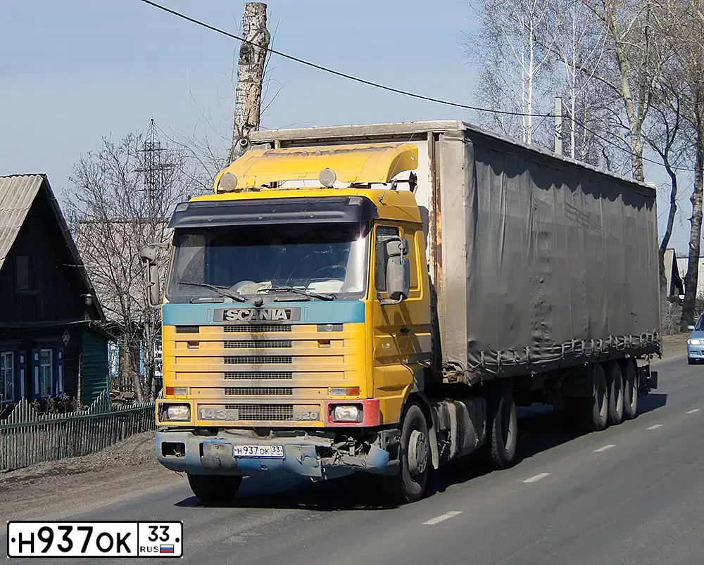 Фото автомобиля SCANIA SERIE R /4X2/, 1994 — госномер С516АА196. Цвет: ЖЕЛТЫЙ