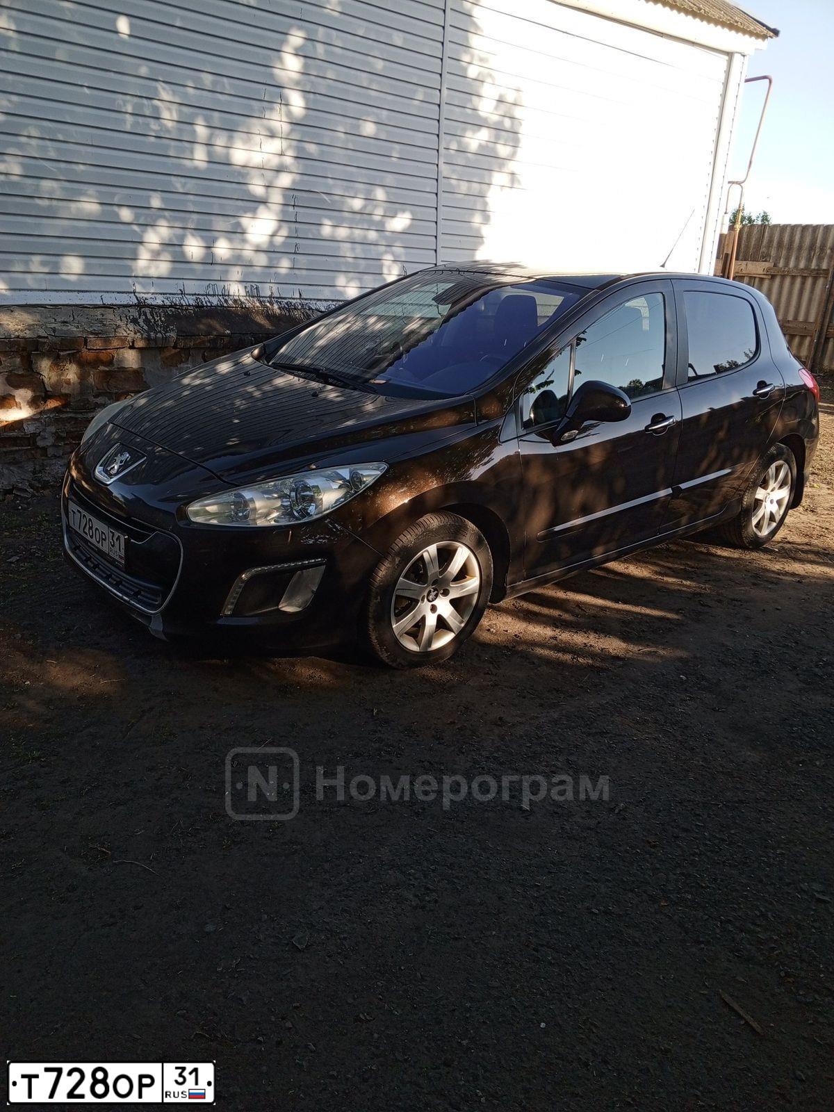 Фото автомобиля PEUGEOT T 308, 2011 — госномер Т728ОР31. Цвет: Коричневый