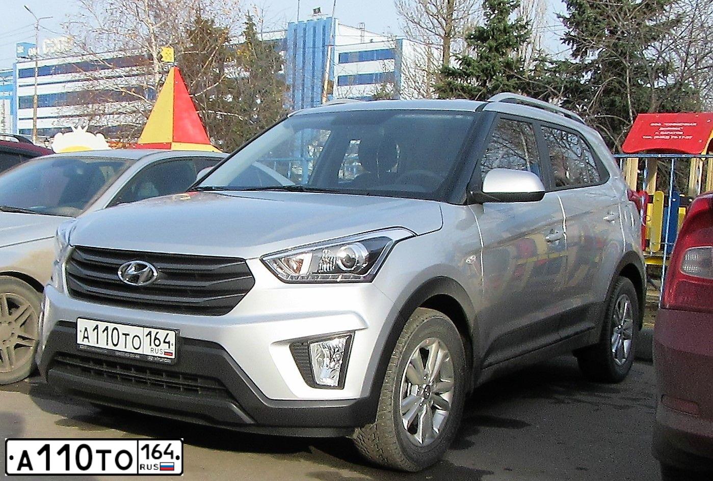 Фото автомобиля HYUNDAI CRETA, 2017 — госномер А110ТО164. Цвет: СЕРЕБРИСТЫЙ
