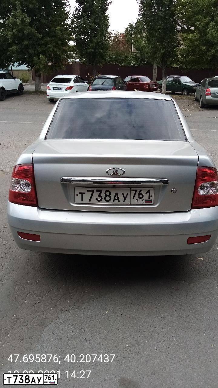 Фото автомобиля LADA 2170 PRIORA, 2012 — госномер Т738АУ761. Цвет: Светло-Серебристый металлик