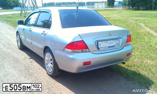Фото автомобиля MITSUBISHI LANCER, 2007 — госномер Е505ВМ102. Цвет: Серебристый