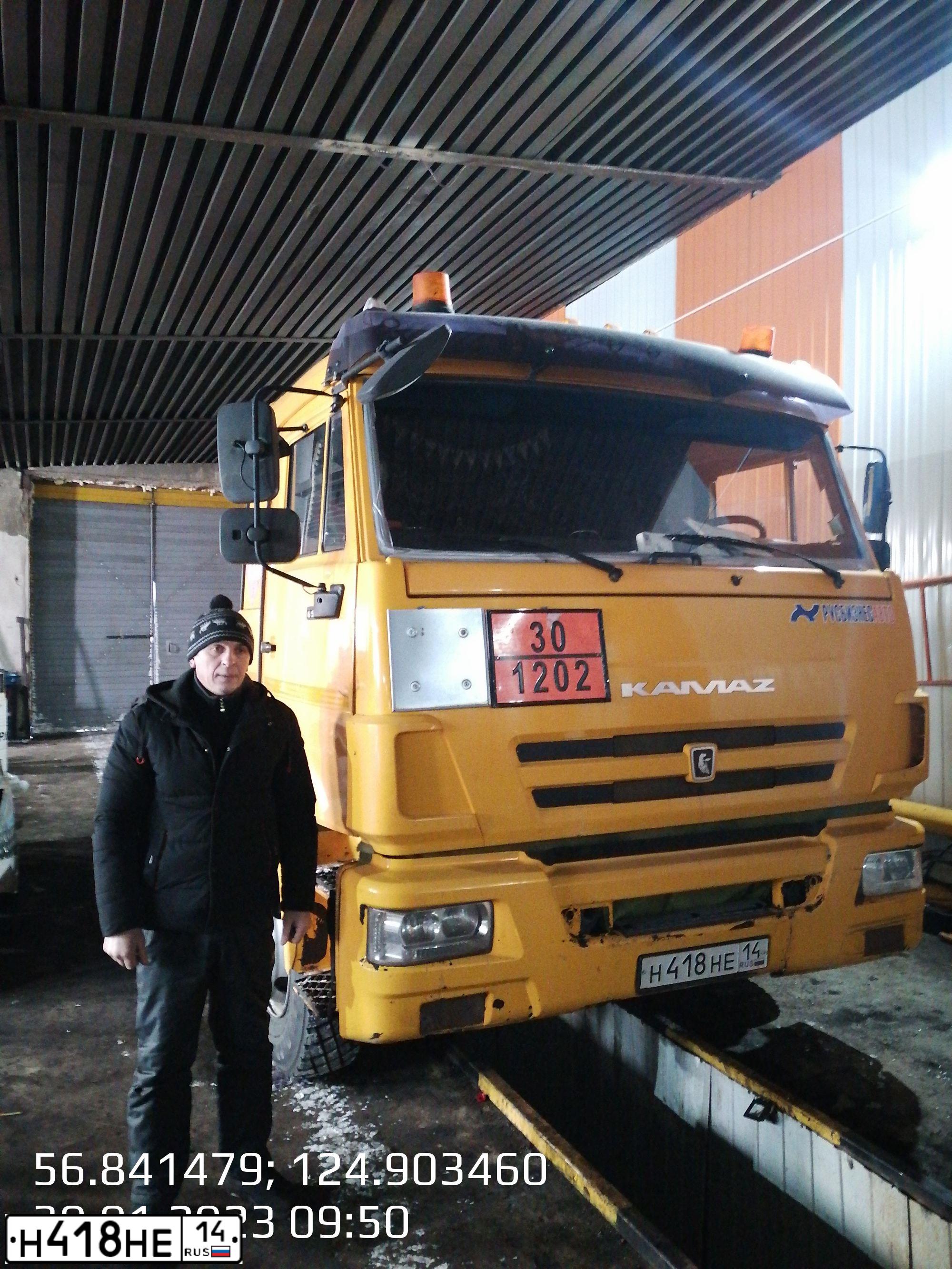 Фото автомобиля KAMAZ 65116 /6X4/, 2015 — госномер Н418НЕ14. Цвет: ЖЁЛТЫЙ
