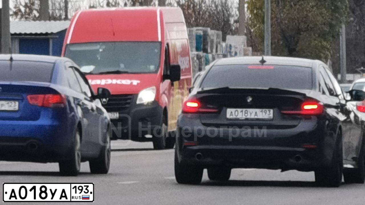 Фото автомобиля BMW SERIE 3, 2020 — госномер А018УА193. Цвет: ЧЕРНЫЙ
