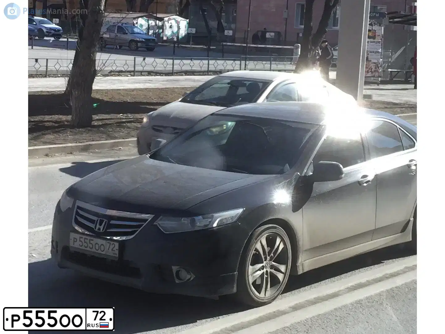 Фото автомобиля HONDA ACCORD, 2012 — госномер Р555ОО72. Цвет: ЧЕРНЫЙ