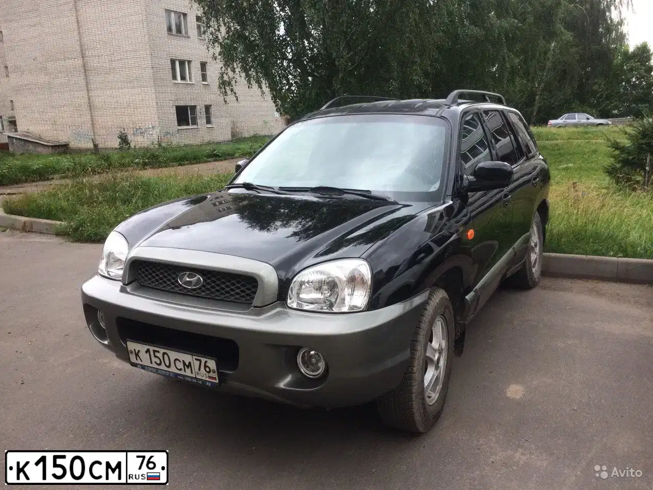 Фото автомобиля HYUNDAI SANTA FE, 2003 — госномер К150СМ76. Цвет: ЧЕРНЫЙ