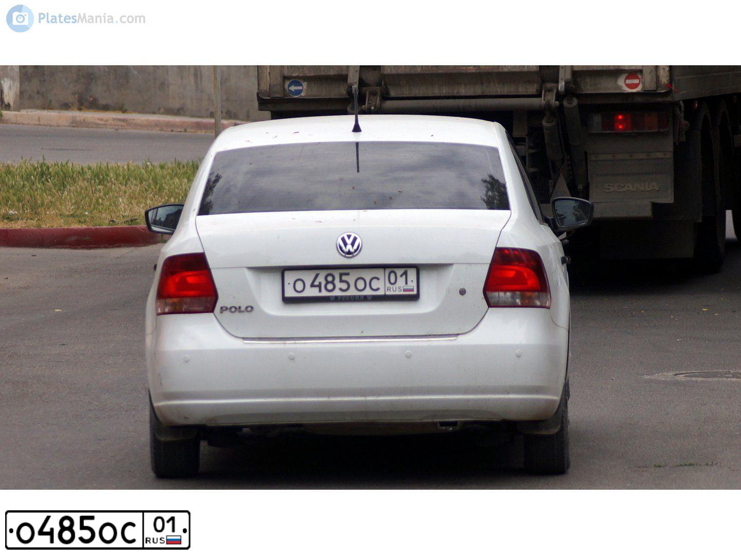 Фото автомобиля VOLKSWAGEN POLO, 2014 — госномер А964ТО01. Цвет: Белый