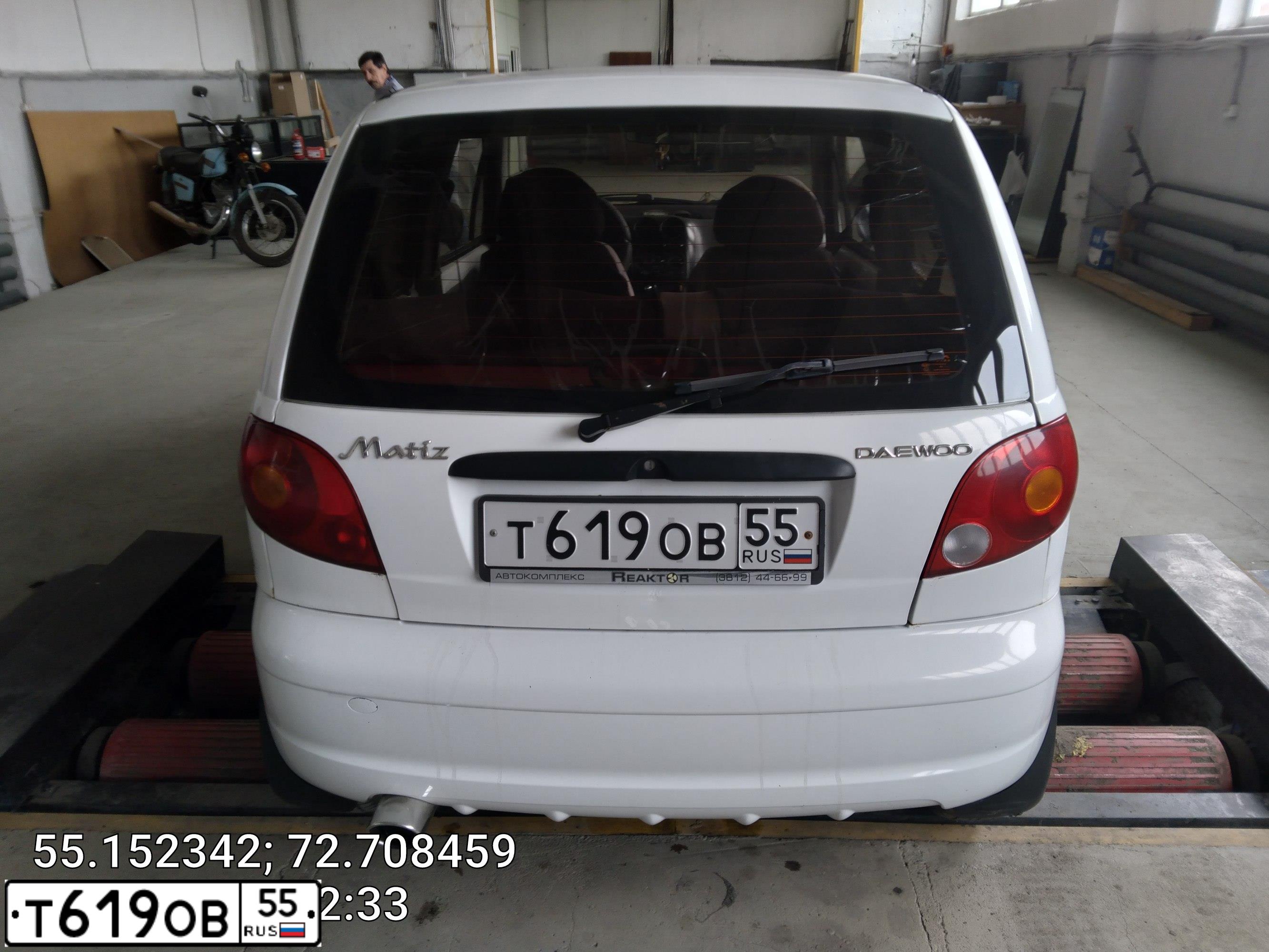 Фото автомобиля DAEWOO MATIZ, 2010 — госномер Т619ОВ55. Цвет: Белый