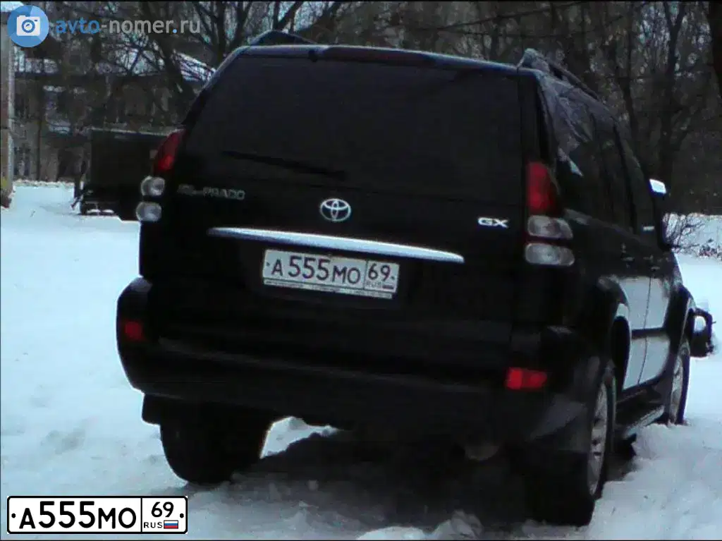 Фото автомобиля TOYOTA LANDCRUISER, 2018 — госномер А555МО69. Цвет: ЧЕРНЫЙ