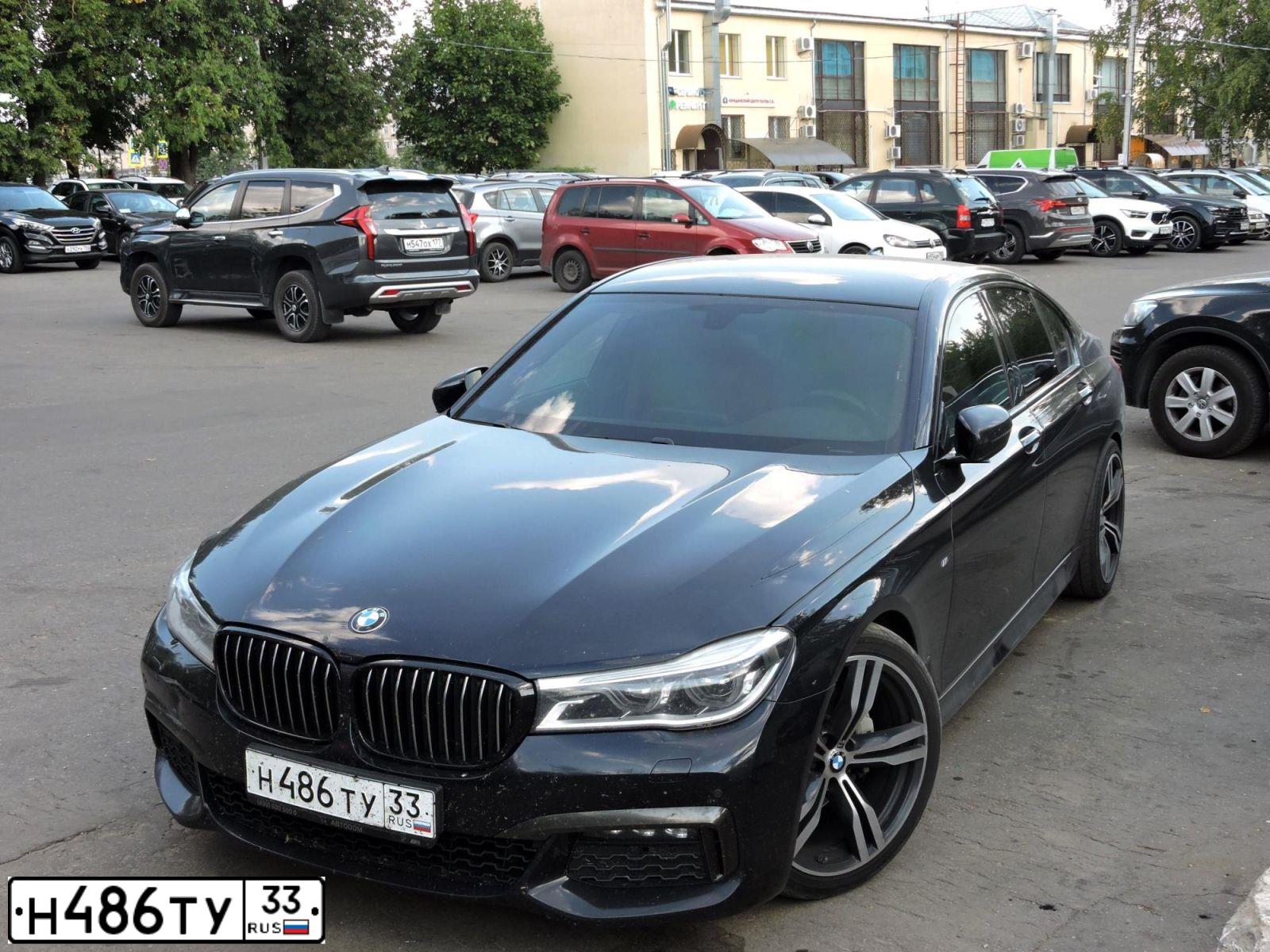 Фото автомобиля БМВ 730I, 2018 — госномер У108УР33. Цвет: ЧЕРНЫЙ