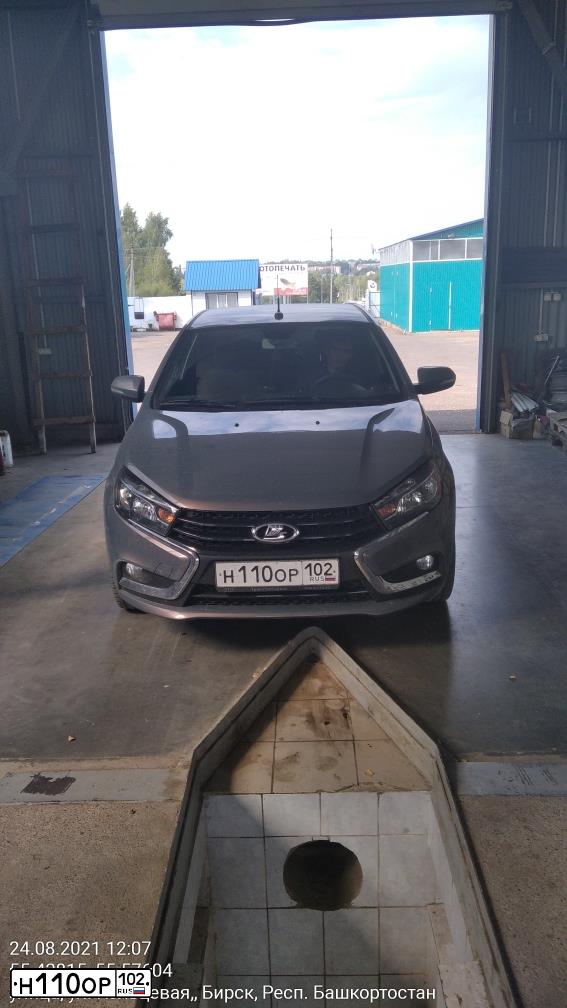 Фото автомобиля LADA VESTA, 2016 — госномер Н110ОР102. Цвет: СЕРО-ГОЛУБОЙ