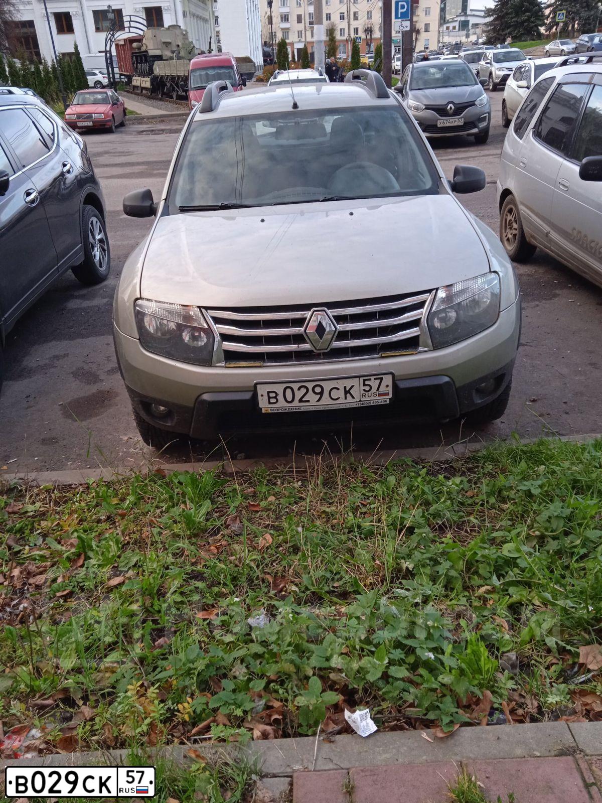 Фото автомобиля RENAULT DUSTER, 2013 — госномер В029СК57. Цвет: БЕЖЕВЫЙ