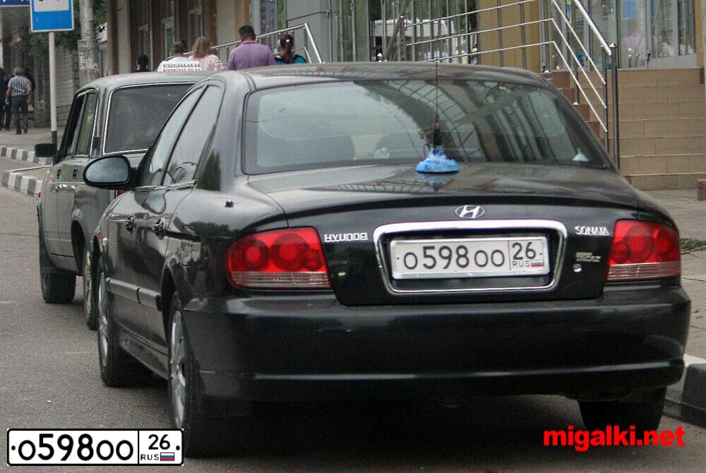 Фото автомобиля TAGAZ SONATA, 2008 — госномер О598ОО26. Цвет: ЧЕРНЫЙ