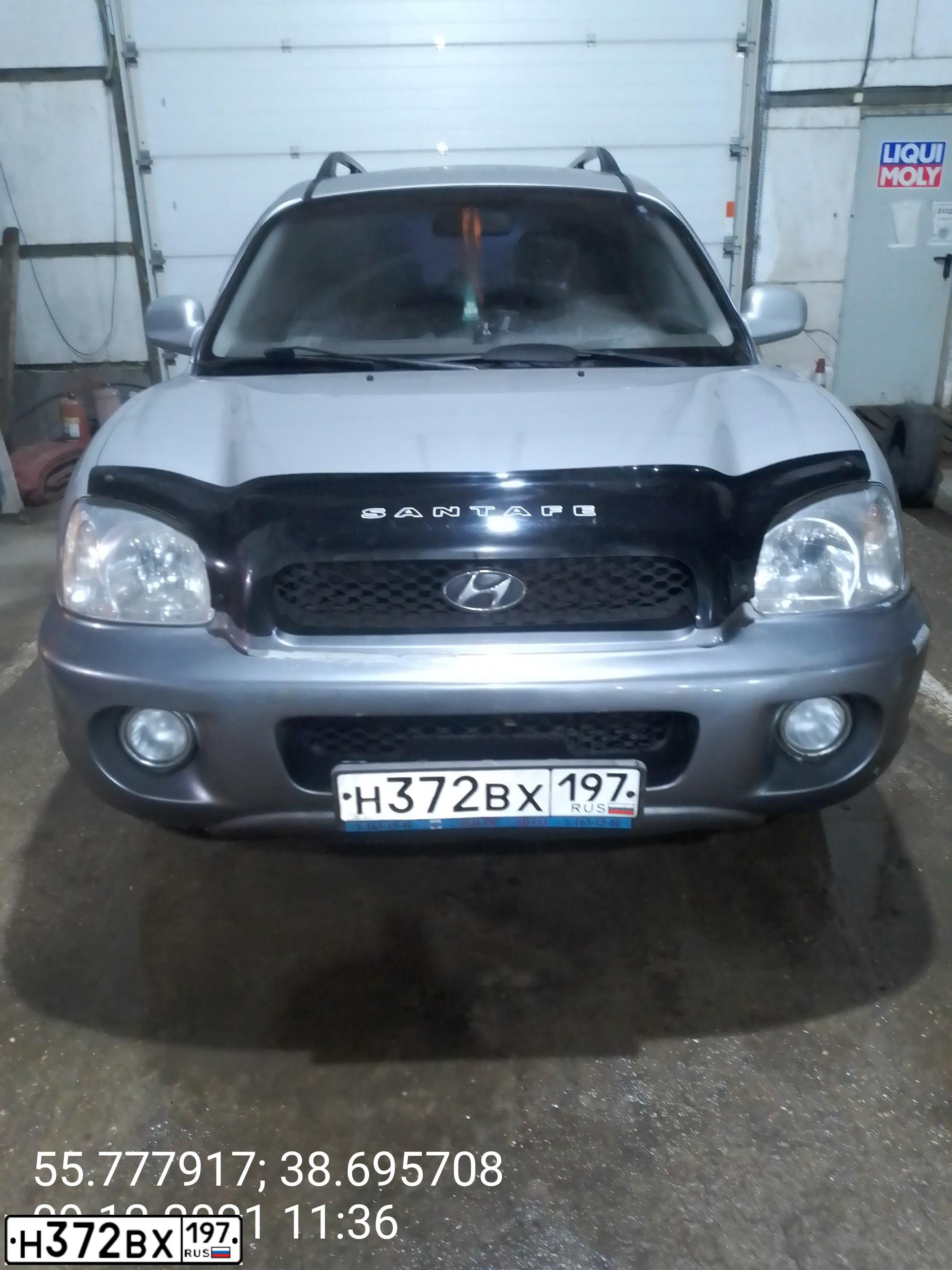 Фото автомобиля HYUNDAI SANTA FE, 2002 — госномер Р202ТХ790. Цвет: СЕРЕБРИСТЫЙ