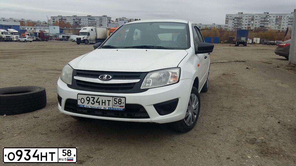 Фото автомобиля LADA 2191 GRANTA, 2016 — госномер О934НТ58. Цвет: БЕЛЫЙ