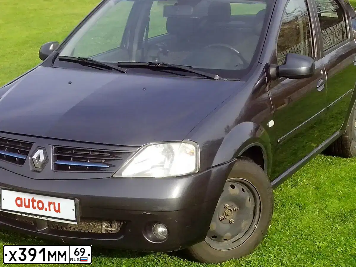 Фото автомобиля RENAULT LOGAN, 2007 — госномер Х391ММ69. Цвет: СЕРЫЙ