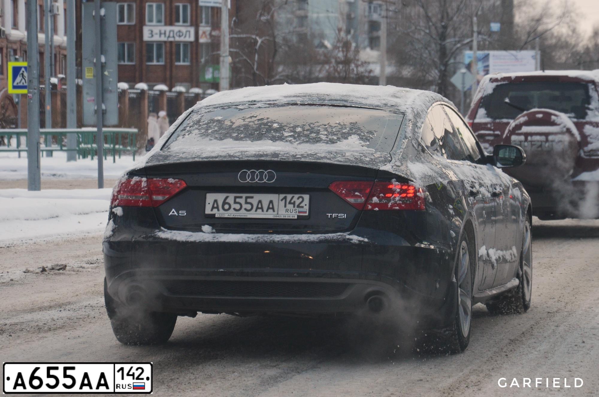 Фото автомобиля AUDI A5, 2010 — госномер А655АА142. Цвет: ЧЕРНЫЙ