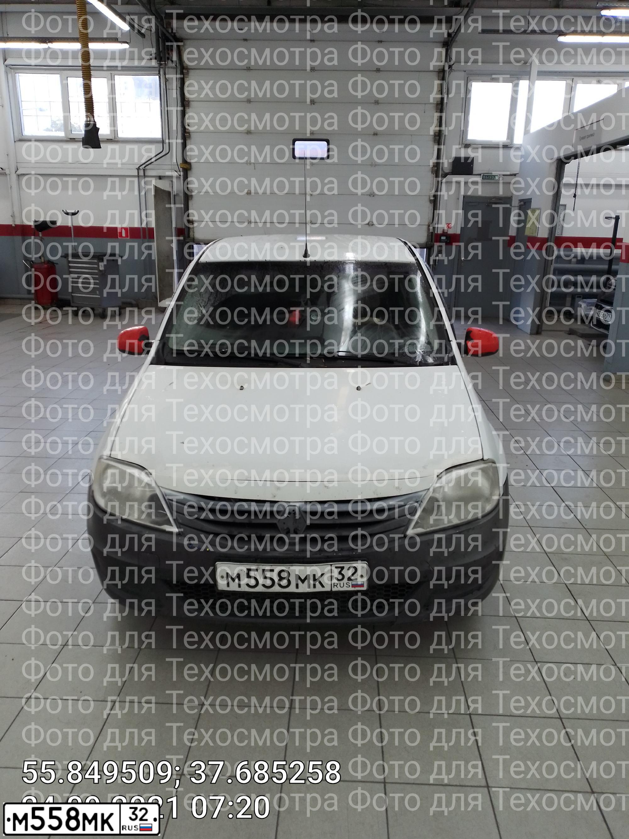 Фото автомобиля RENAULT LOGAN, 2012 — госномер О591УЕ32. Цвет: Белый