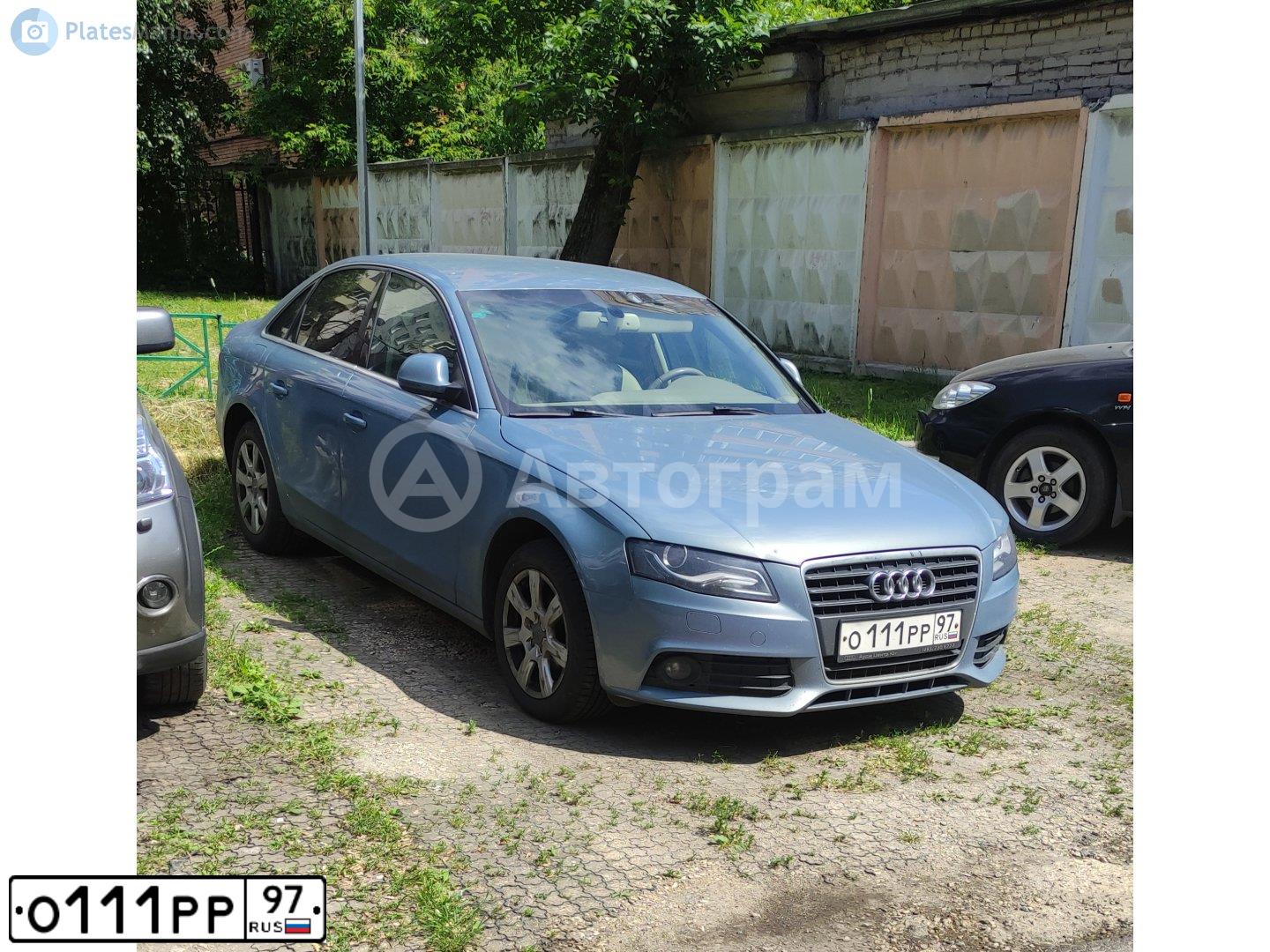 Фото автомобиля AUDI A4, 2001 — госномер О111РР97. Цвет: СЕРЫЙ
