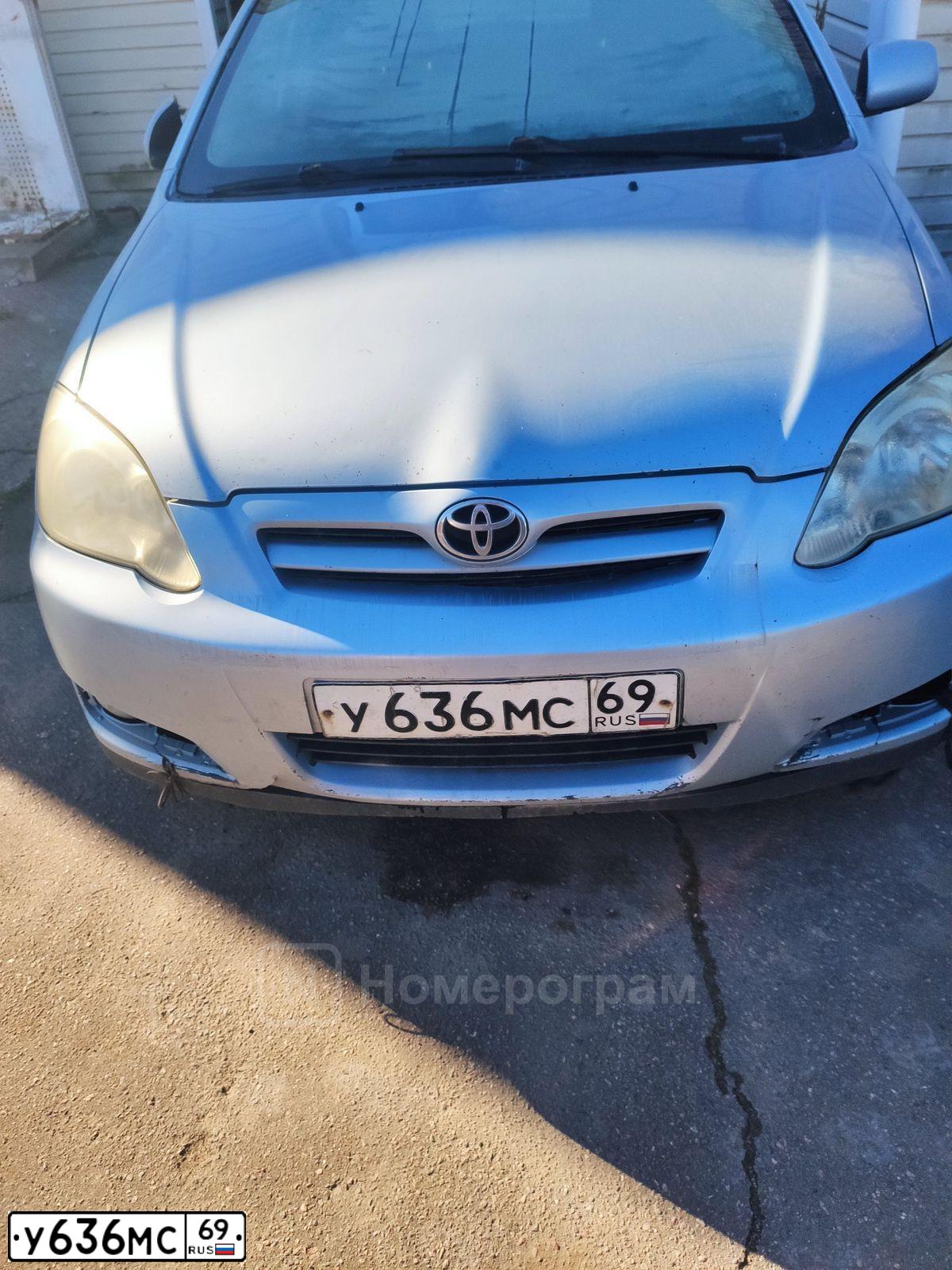 Фото автомобиля TOYOTA COROLLA, 2004 — госномер У636МС69. Цвет: СВЕТЛО-ГОЛУБОЙ