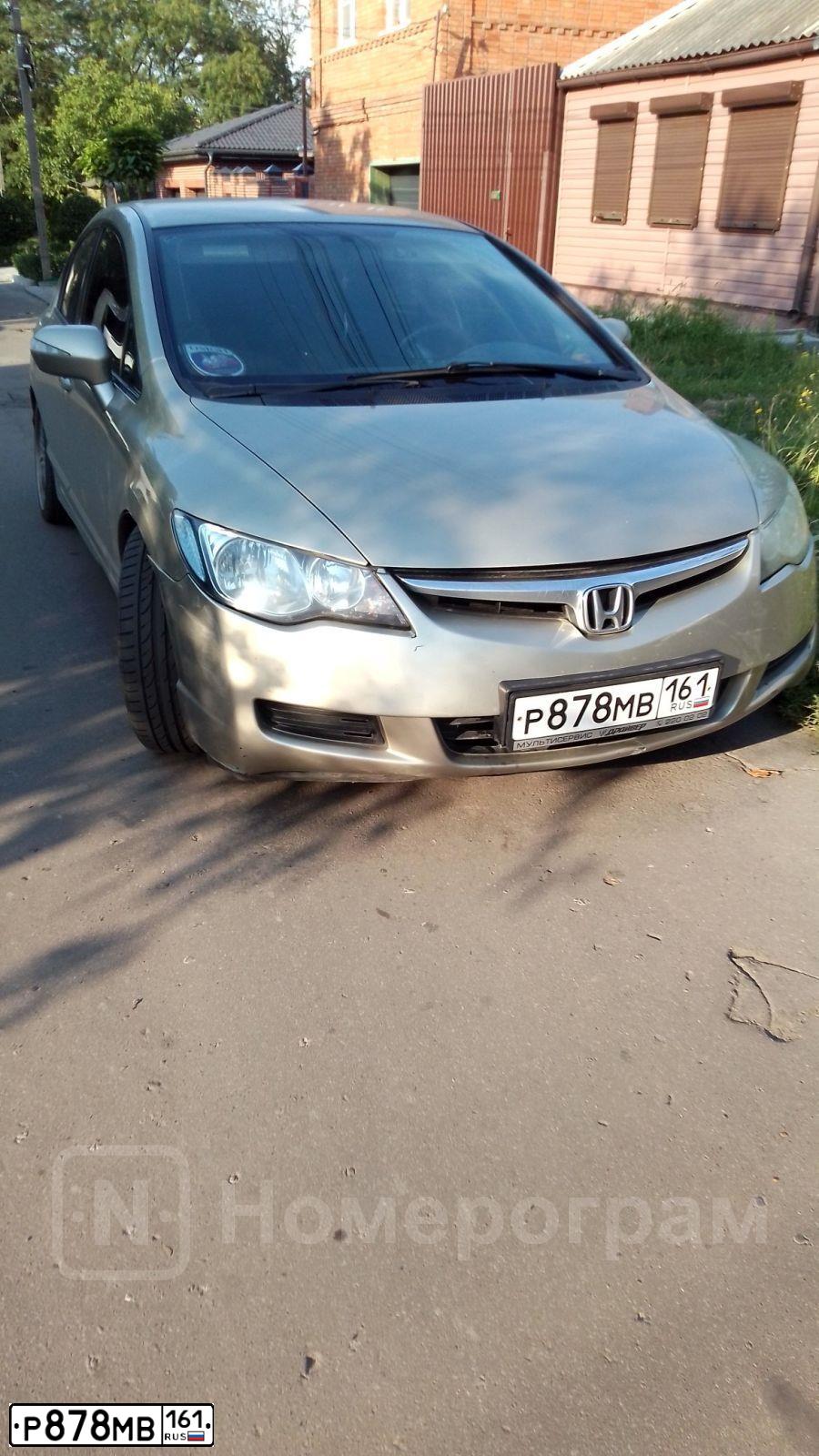 Фото автомобиля HONDA CIVIC, 2008 — госномер Р878МВ161. Цвет: СЕРО-ЗОЛОТИСТЫЙ