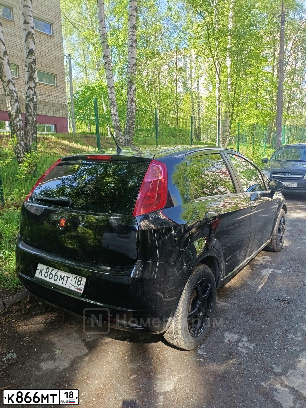 Фото автомобиля FIAT PUNTO, 2008 — госномер К866МТ18. Цвет: ЧЕРНЫЙ