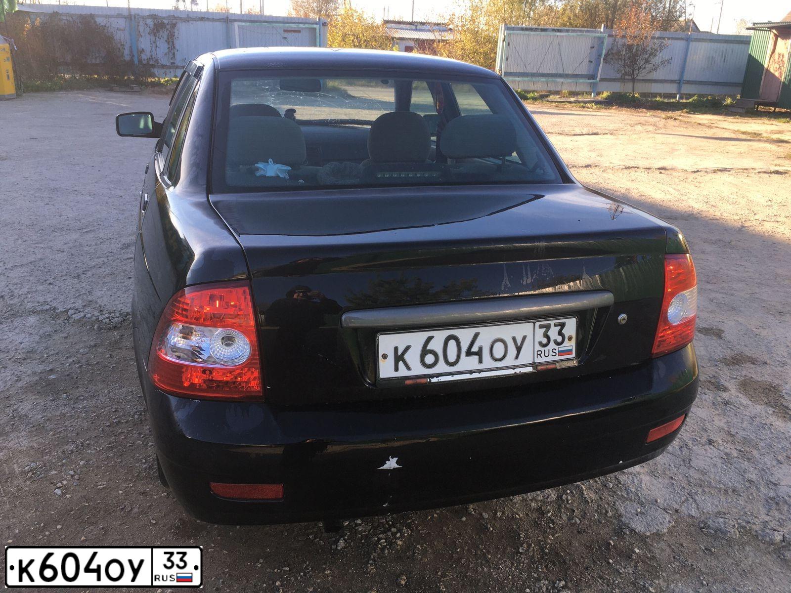 Фото автомобиля LADA 2170 PRIORA, 2007 — госномер К604ОУ33. Цвет: ЧЕРНО-СИНИЙ