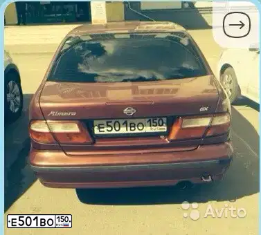 Фото автомобиля NISSAN ALMERA, 1998 — госномер Е501ВО35. Цвет: КРАСНЫЙ