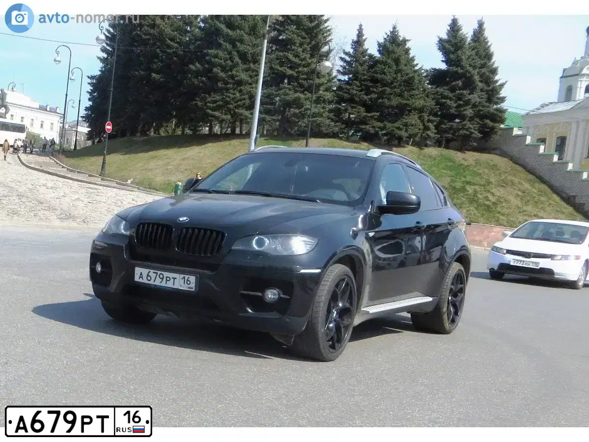 Фото автомобиля BMW X6, 2008 — госномер А679РТ16. Цвет: ЧЕРНЫЙ