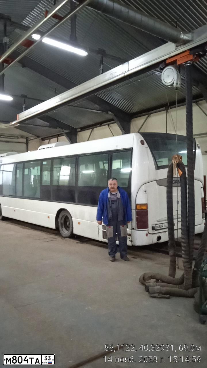 Фото автомобиля SCANIA OMNILINK, 2006 — госномер М804ТА33. Цвет: Белый