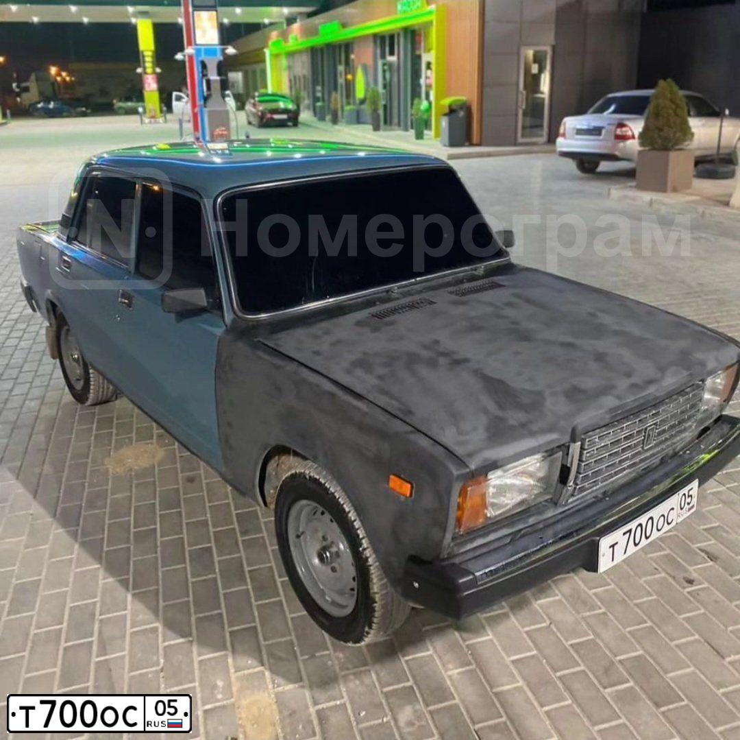 Фото автомобиля LADA 2107, 2005 — госномер Т700ОС05. Цвет: Серо-Синий