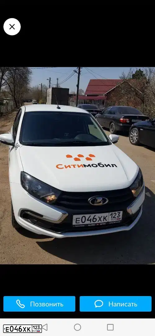 Фото автомобиля LADA 2190 GRANTA, 2019 — госномер Е046ХК123. Цвет: БЕЛЫЙ