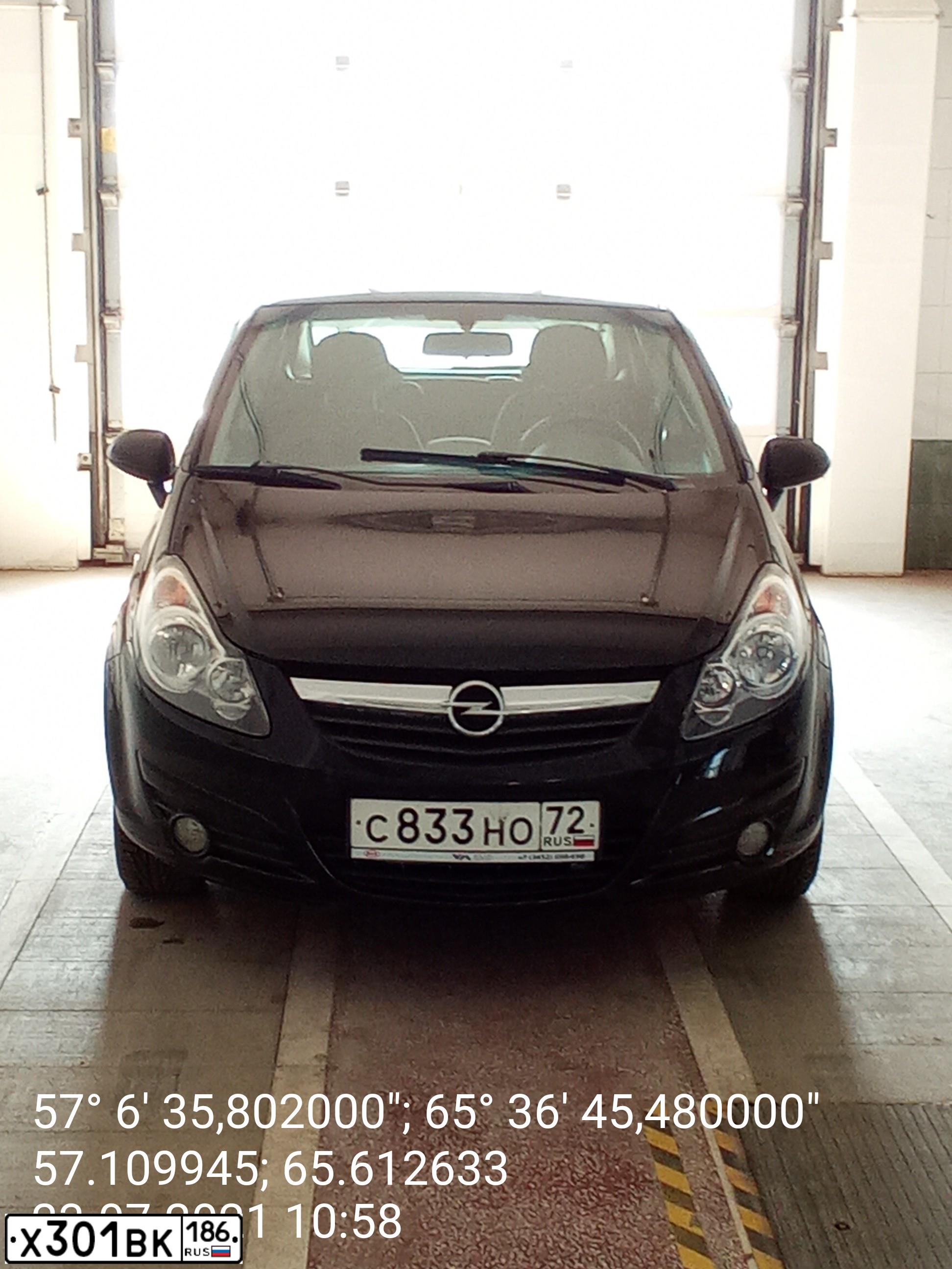Фото автомобиля OPEL CORSA, 2011 — госномер С748РА72. Цвет: ЧЕРНЫЙ