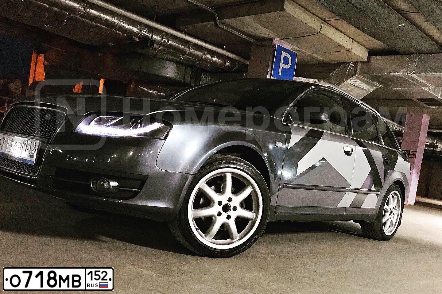 Фото автомобиля AUDI A4, 2002 — госномер К666ОК152. Цвет: ТЕМНО-СЕРЫЙ