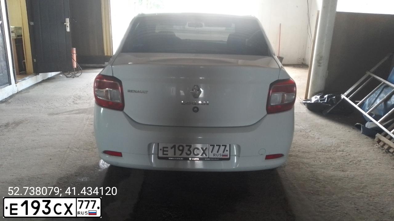 Фото автомобиля RENAULT LOGAN, 2016 — госномер Е690УК62. Цвет: БЕЛЫЙ