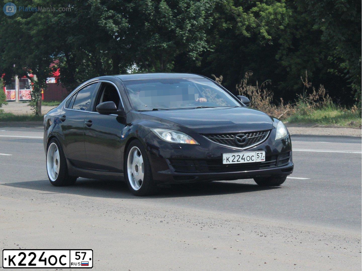 Фото автомобиля MAZDA A 6, 2008 — госномер К224ОС57. Цвет: ТЕМНО-ВИШНЕВЫЙ