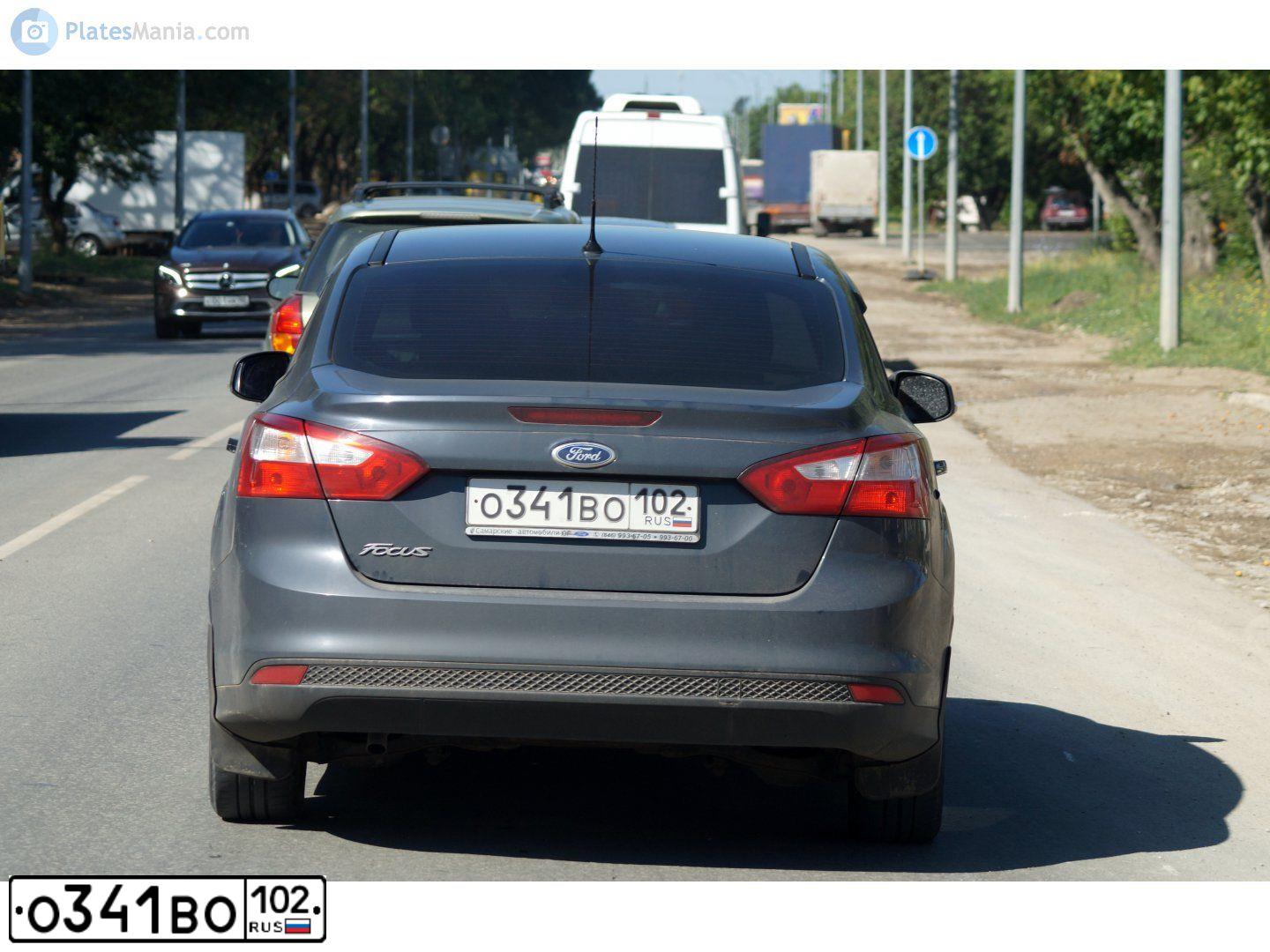 Фото автомобиля FORD FOCUS, 2012 — госномер О341ВО102. Цвет: ТЕМНО-СЕРЫЙ