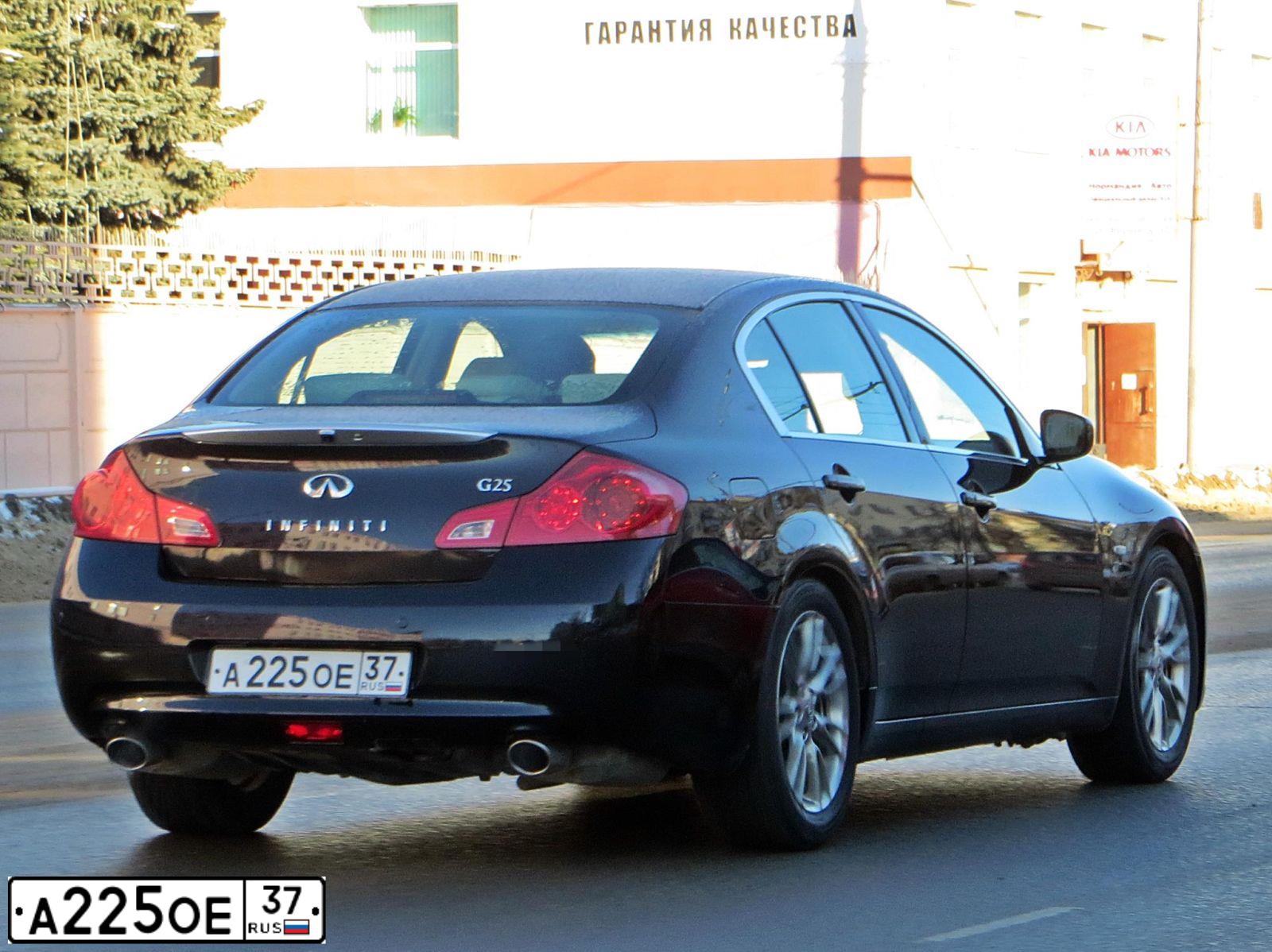 Фото автомобиля INFINITI G, 2011 — госномер В746МН37. Цвет: ЧЕРНЫЙ