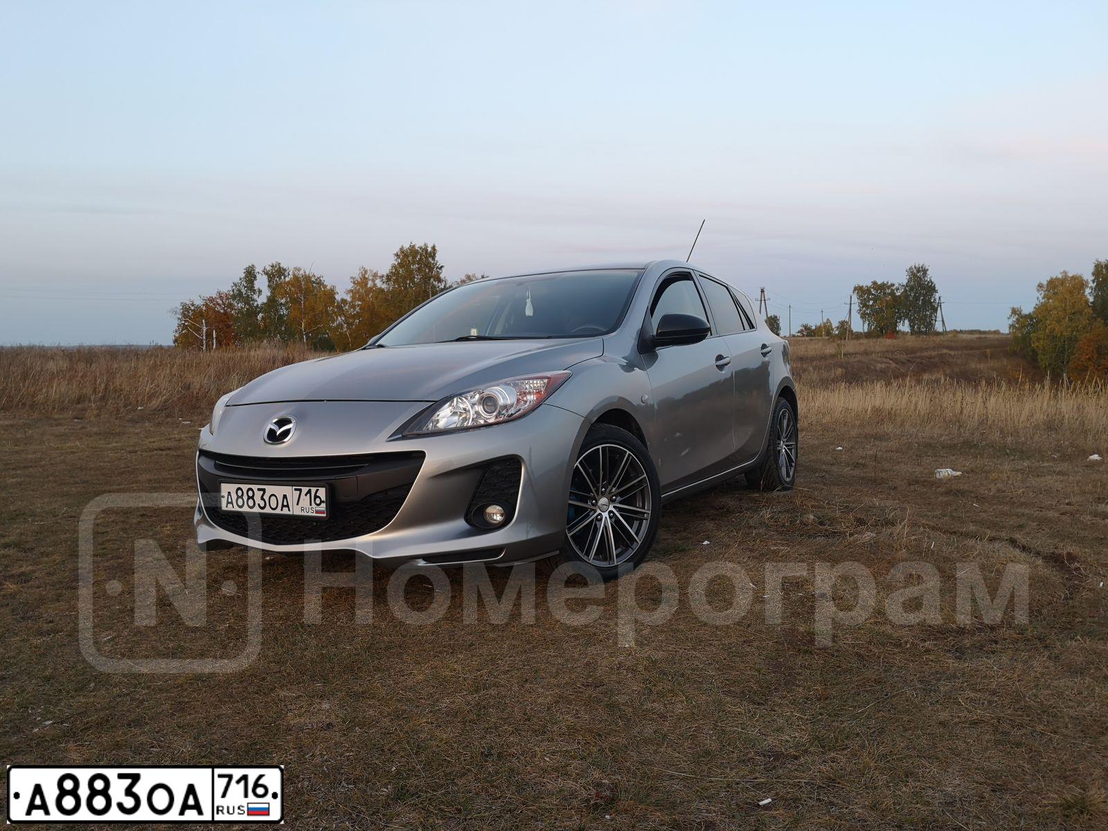 Фото автомобиля MAZDA A 3, 2011 — госномер А883ОА716. Цвет: СЕРЕБРИСТЫЙ