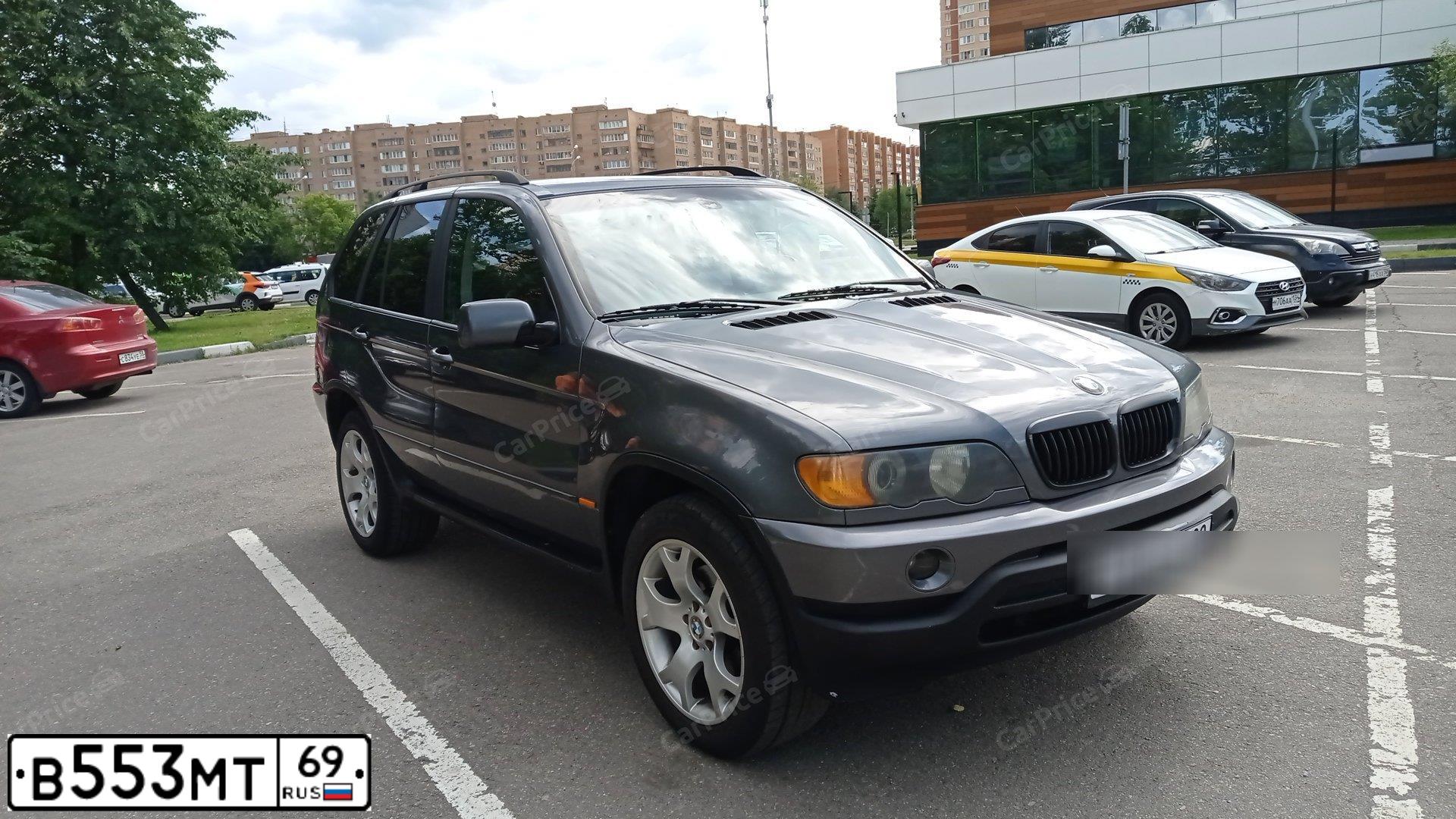 Фото автомобиля BMW X5, 2001 — госномер В553МТ69. Цвет: ТЕМНО СЕРЫЙ