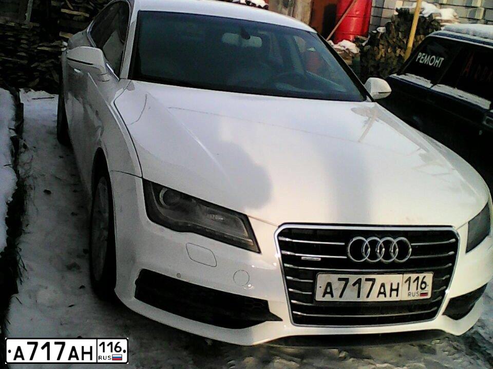 Фото автомобиля AUDI A7, 2012 — госномер А717АН116. Цвет: Белый