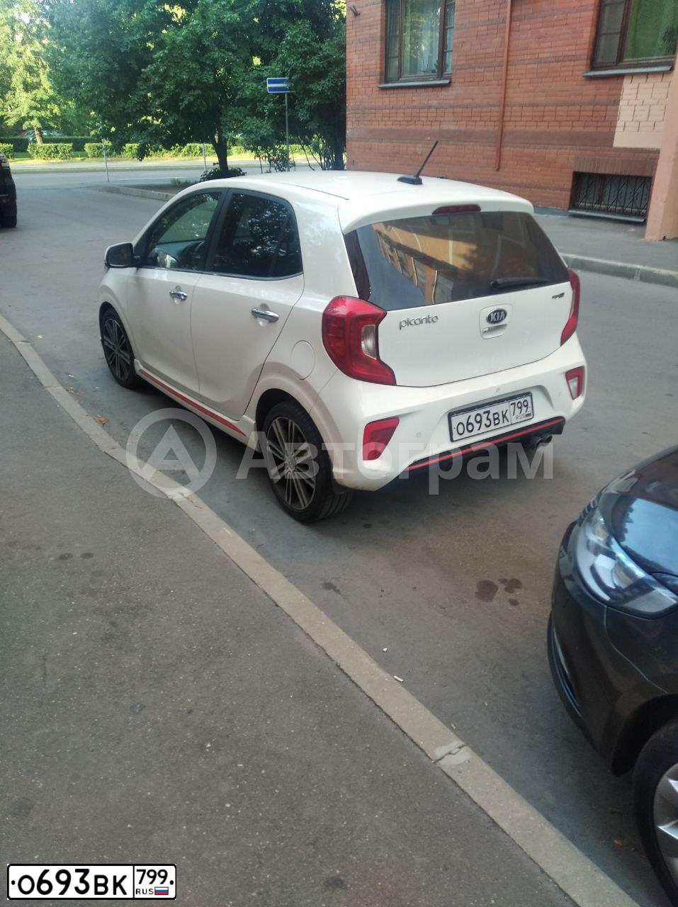 Фото автомобиля KIA PICANTO / MORNING, 2017 — госномер О693ВК799. Цвет: БЕЛЫЙ