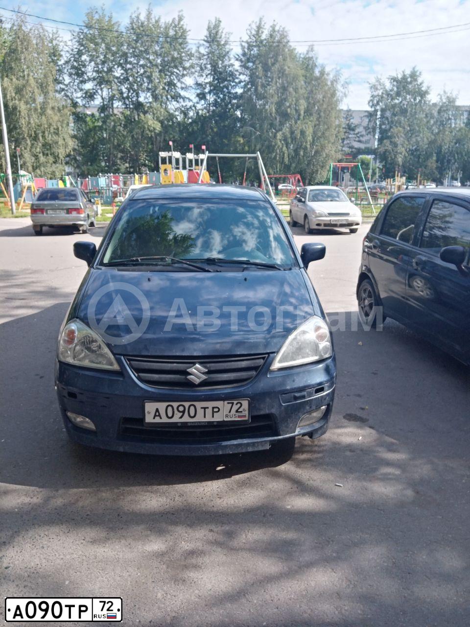 Фото автомобиля SUZUKI LIANA, 2004 — госномер А090ТР72. Цвет: СИНИЙ