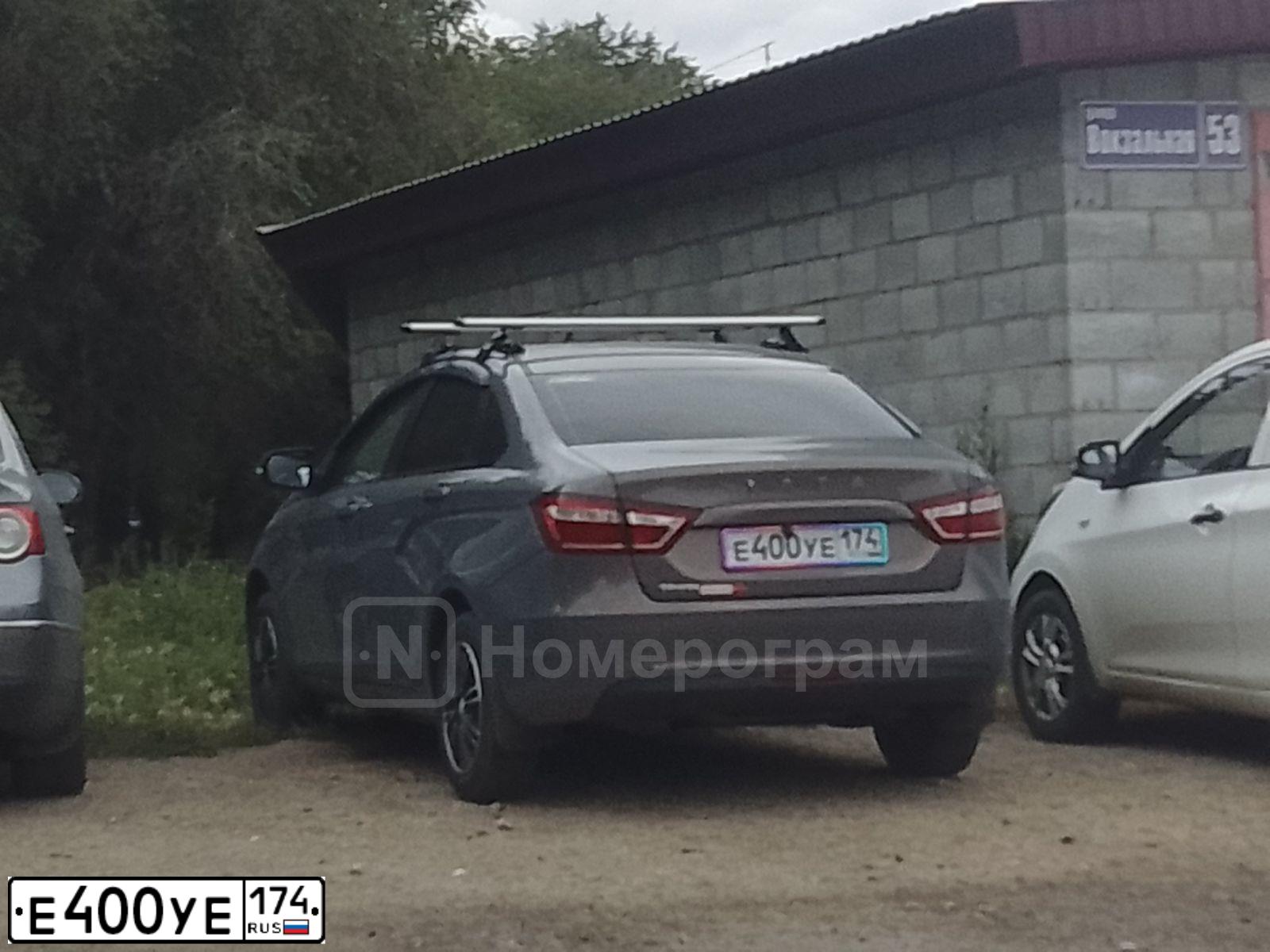 Фото автомобиля LADA VESTA, 2019 — госномер Е400УЕ174. Цвет: СЕРО-ГОЛУБОЙ