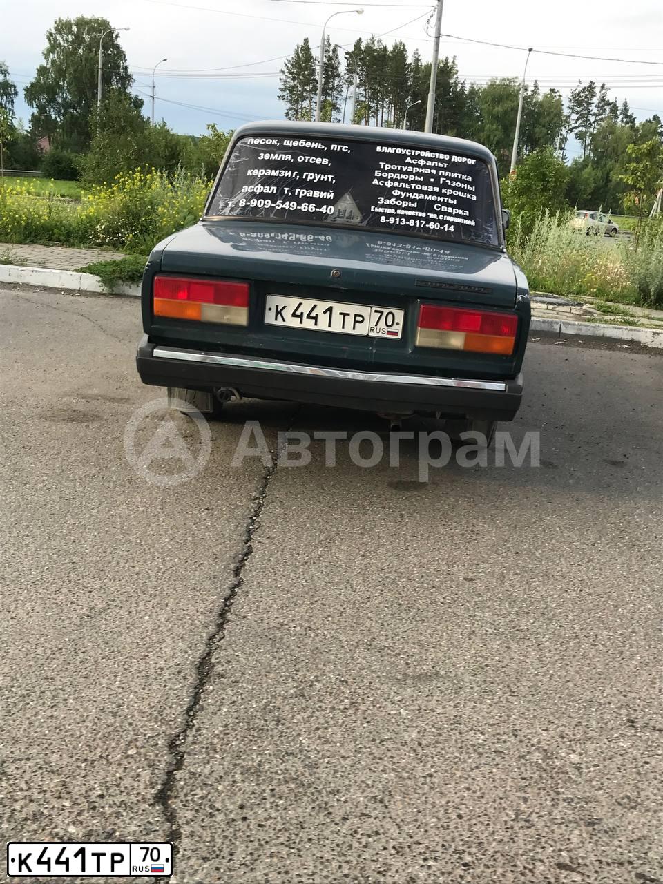 Фото автомобиля LADA 2107, 2003 — госномер В412ТХ70. Цвет: сине-зеленый