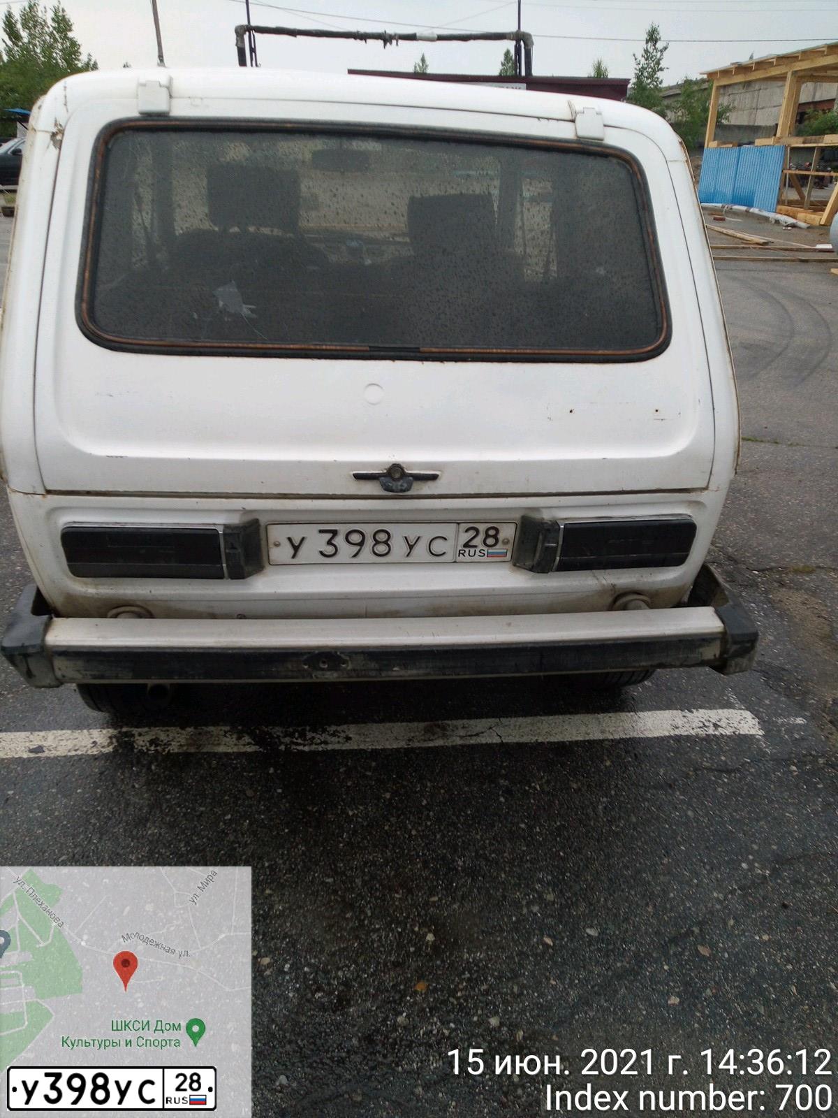 Фото автомобиля LADA 2121 NIVA, 1988 — госномер У398УС28. Цвет: БЕЛЫЙ