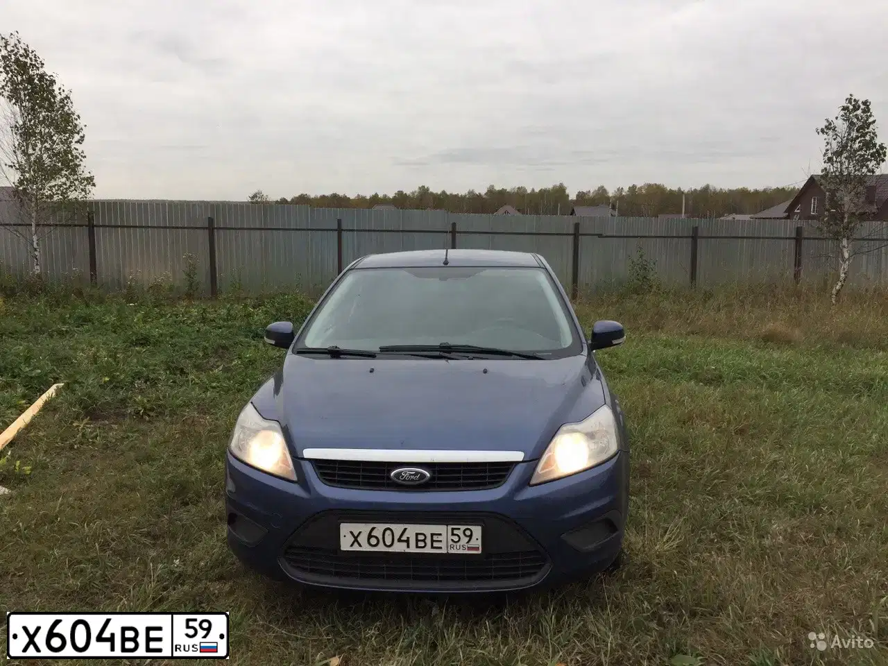 Фото автомобиля FORD FOCUS, 2008 — госномер Х604ВЕ59. Цвет: СИНИЙ