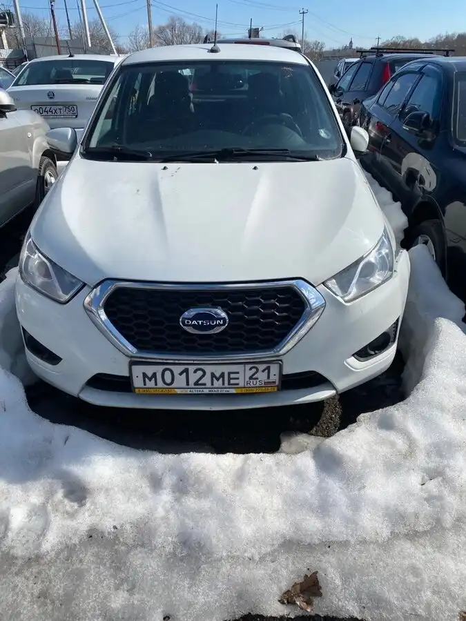 Фото автомобиля DATSUN ON-DO, 2020 — госномер М012МЕ21. Цвет: Белый