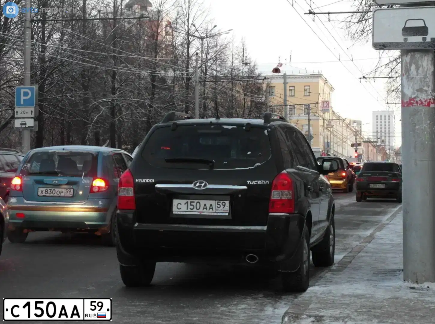Фото автомобиля HYUNDAI TUCSON, 2006 — госномер С150АА59. Цвет: ЧЕРНЫЙ